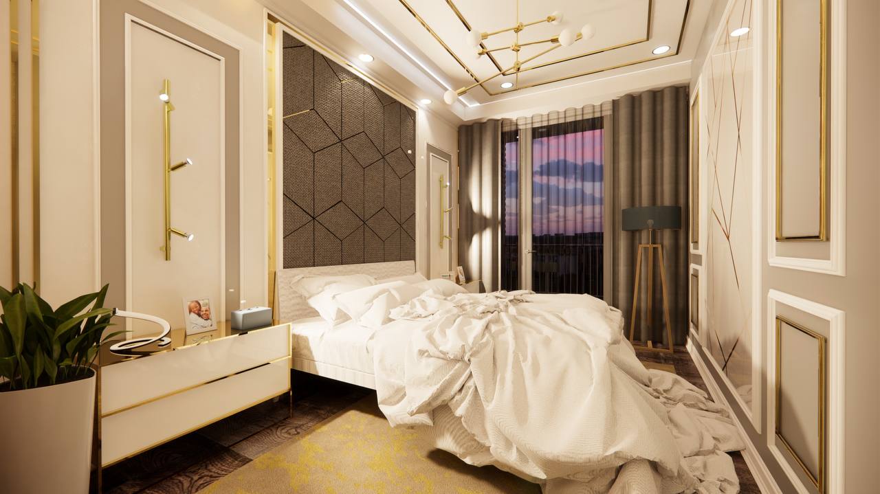 طراحی داخلی اتاق خواب در پروژه مسکونی 